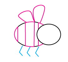 How to draw a cartoon bee step three