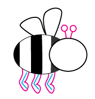 How to draw a cartoon bee step four