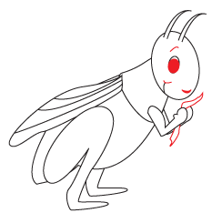 How to draw a cartoon cricket step 5