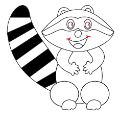 How to draw a cartoon Racoon step 5,Free How to draw a cartoon Racoon art lesson easy step by step instructions for kids and adults