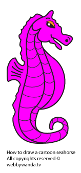 How to draw a cartoon Seahorse