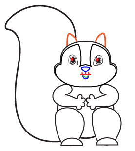 How to draw a cartoon Squirrel step 4
