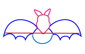 How to draw a cartoon bat step three