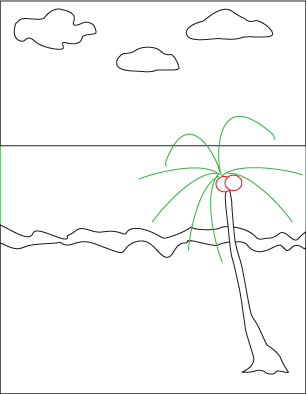 How to draw a Tropical Beach - Ocean Scene Step 4