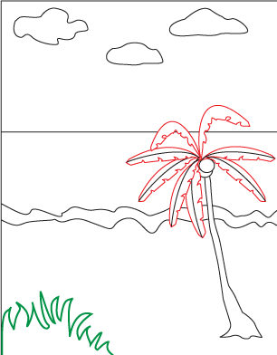 How to draw a Tropical Beach - Ocean Scene step 5