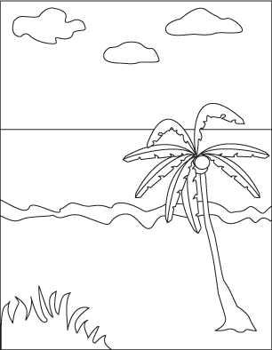 How to draw a Tropical Beach - Ocean Scene step 6