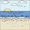 How to draw an Ocean Beach Scene