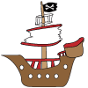 how to draw a cartoon Pirate Ship