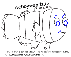 webbywanda.tv's how to draw a cartoon clown fish step five
