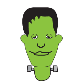 How to draw a cartoon Frankenstein step three, head details