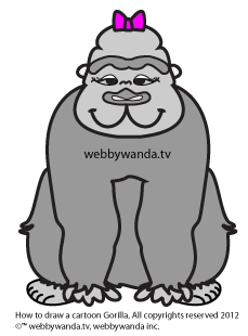 Webby Wanda's How to draw a cartoon Gorilla step 7