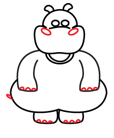 How to draw a cartoon Hippo step 4