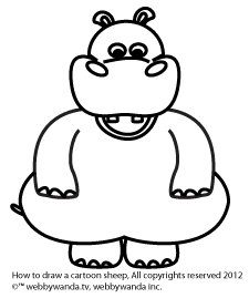 How to draw a Cartoon Hippo step 6