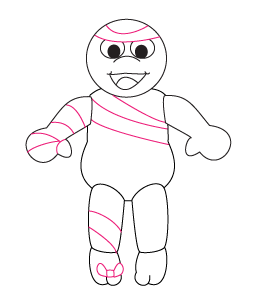 How to draw a cartoon Mummy step five