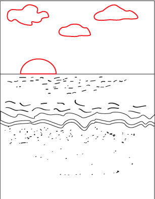 How to draw an Ocean Beach Scene step 4