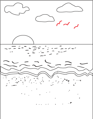 How to draw an Ocean Beach Scene step 5