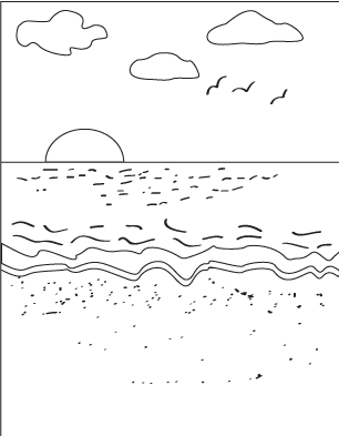 How to draw an Ocean Beach Scene step 6