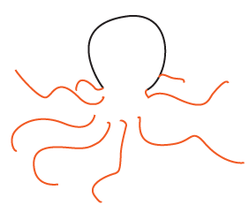 How to draw a cartoon Octopus step 2