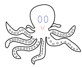 How to draw a cartoon Octopus