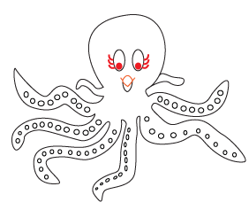 How to draw a cartoon Octopus step 5
