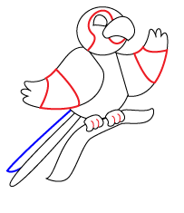 How to draw a cartooon Parrot step 4