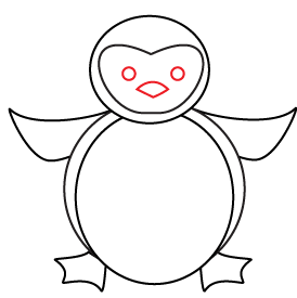 How to draw a cartoon Penguin step 4