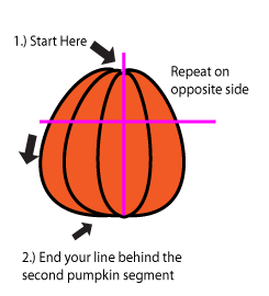 How to draw a pumpkin step four