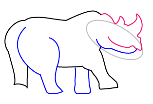 How to draw a cartoon Rhino step 3