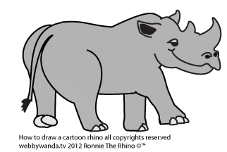 How to draw a cartoon rhino step 6