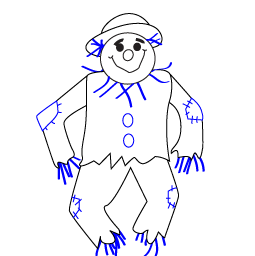 How to draw a scarecrow step five