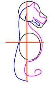 How to draw a cartoon seahorse step 2