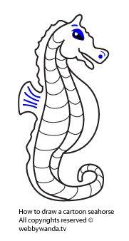 How to draw a cartoon seahorse step 5