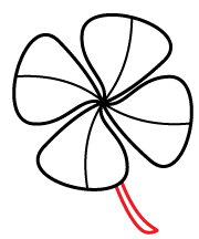 How to draw a Shamrock, Four Leaf Clover step 5
