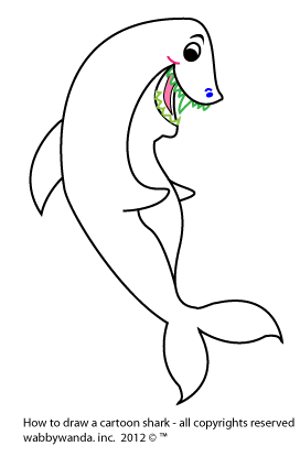How to draw a cartoon Shark Step 5