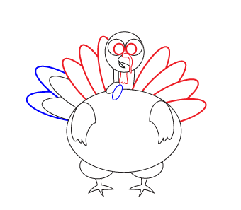 How to draw a cartoon turkey step 4