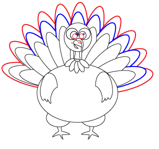 How to draw a cartoon Turkey step 5