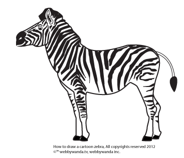 How to draw a cartoon Zebra step 6 free how to draw a cartoon zebra lesson easy step by step instructions for kids and adults